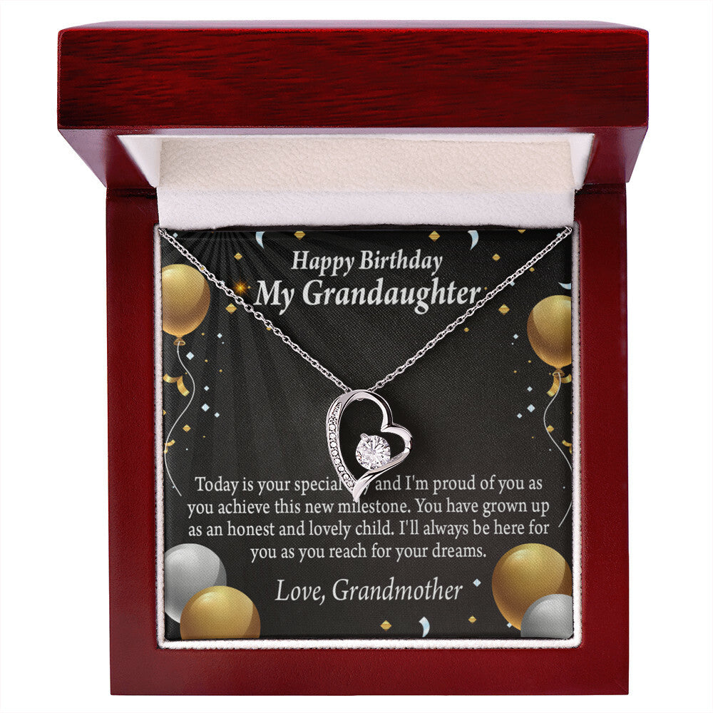 To My Granddaughter Proud of You Birthday Message From Grandma Forever Necklace w Message Card-Express Your Love Gifts