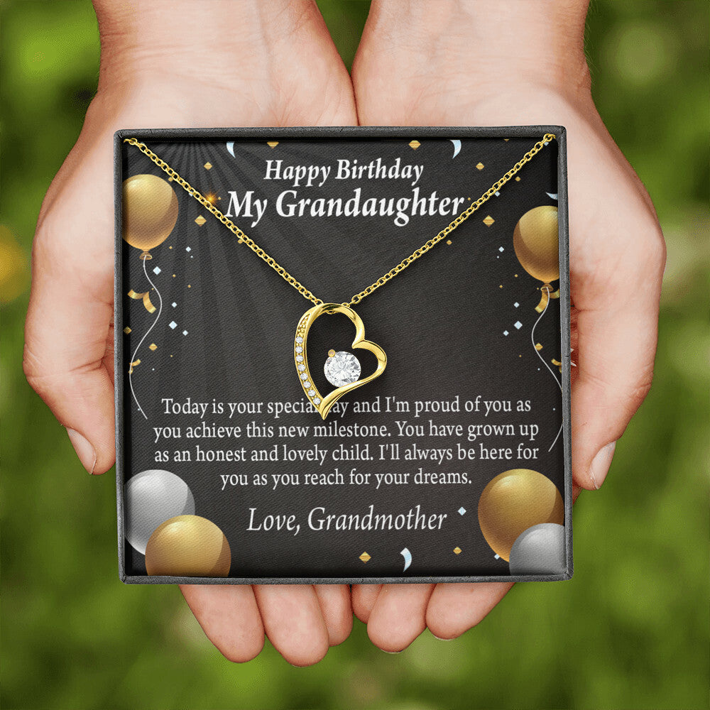 To My Granddaughter Proud of You Birthday Message From Grandma Forever Necklace w Message Card-Express Your Love Gifts