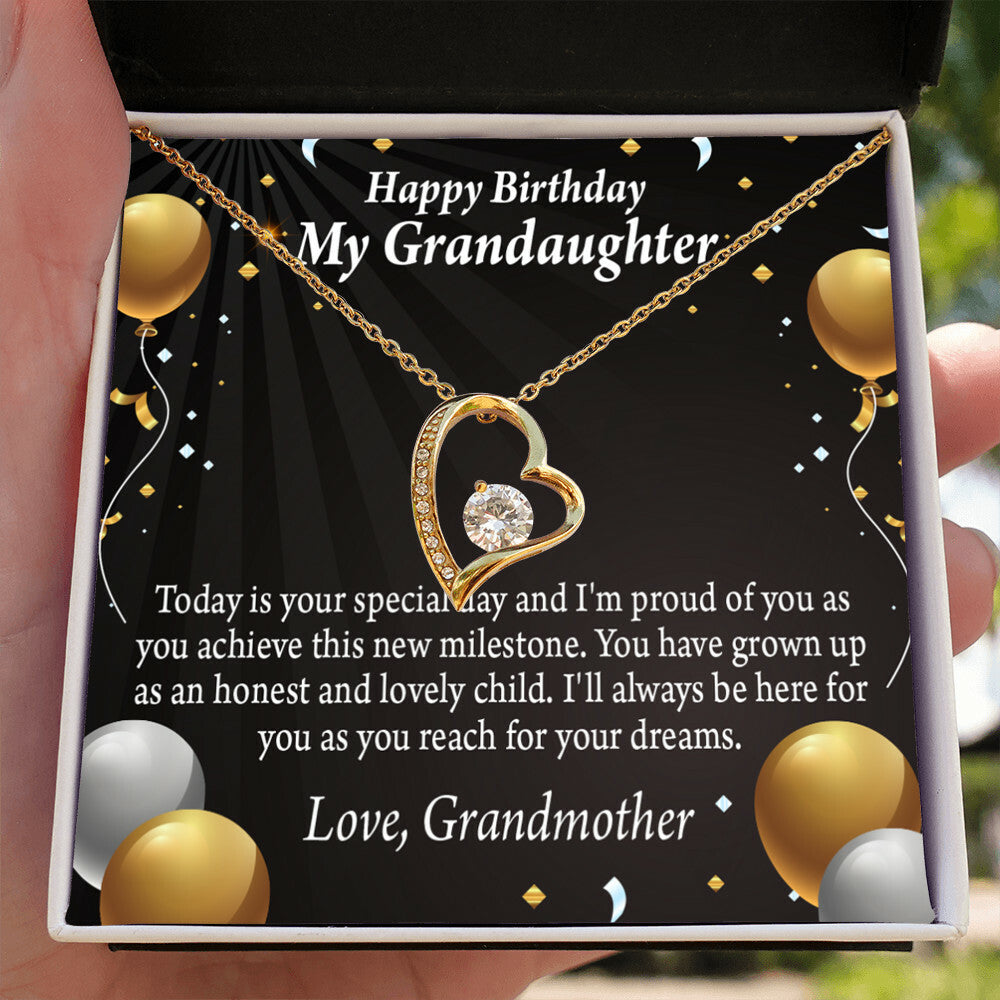 To My Granddaughter Proud of You Birthday Message From Grandma Forever Necklace w Message Card-Express Your Love Gifts