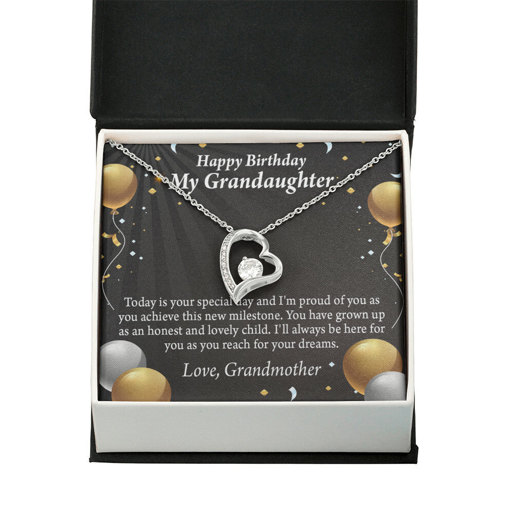 To My Granddaughter Proud of You Birthday Message From Grandma Forever Necklace w Message Card-Express Your Love Gifts