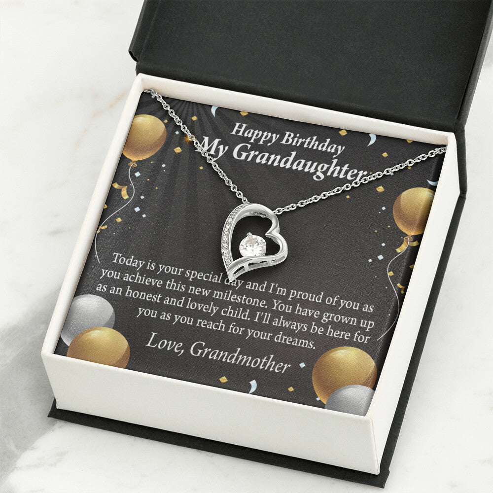 To My Granddaughter Proud of You Birthday Message From Grandma Forever Necklace w Message Card-Express Your Love Gifts