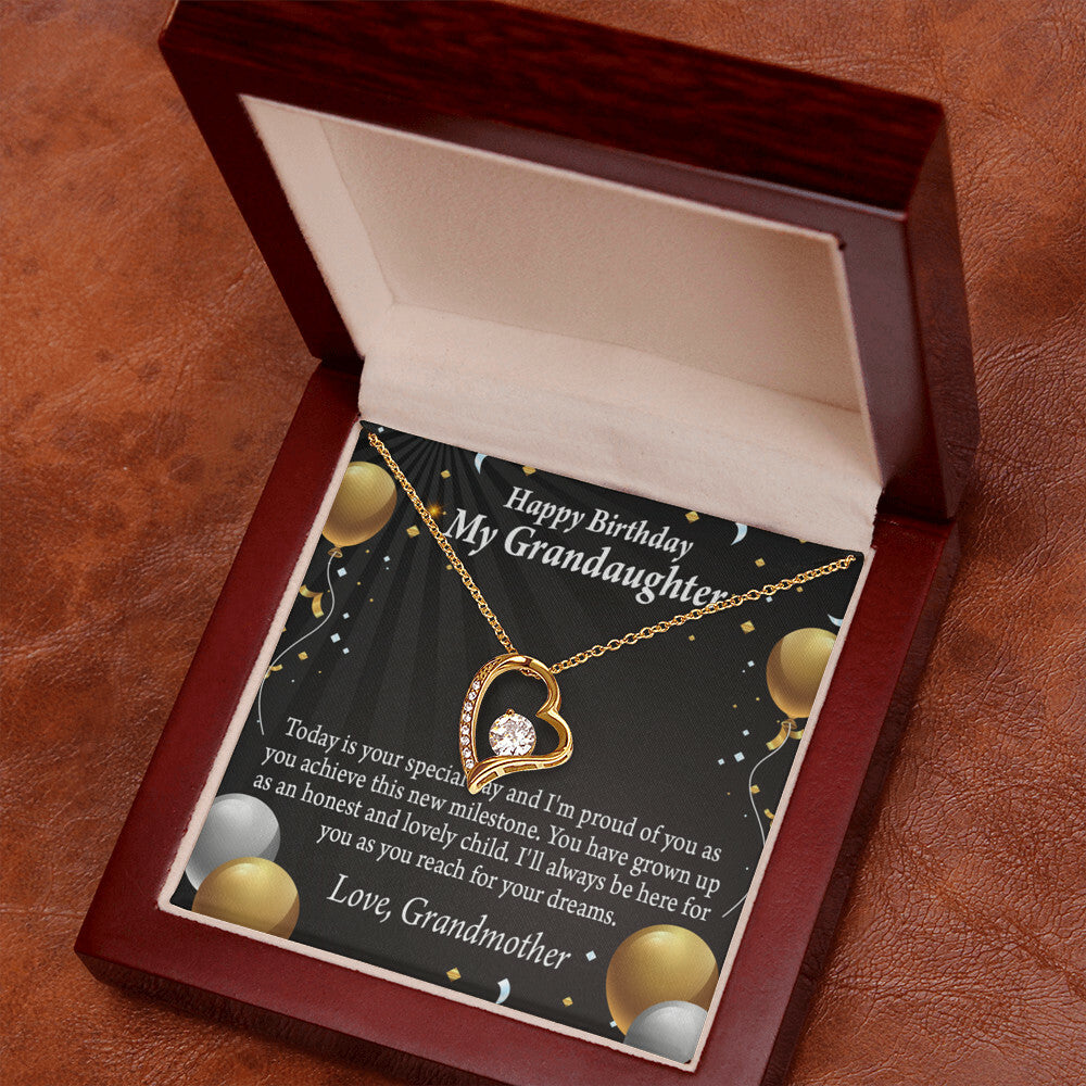 To My Granddaughter Proud of You Birthday Message From Grandma Forever Necklace w Message Card-Express Your Love Gifts