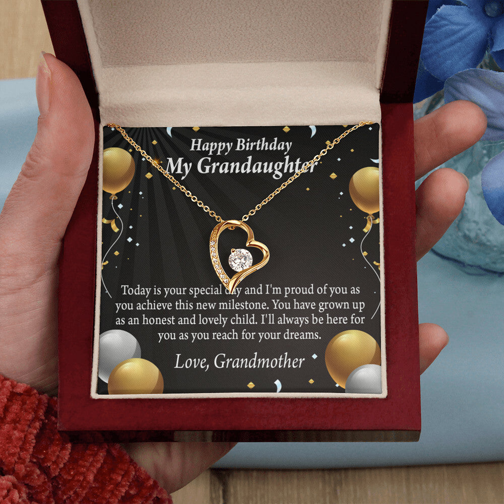 To My Granddaughter Proud of You Birthday Message From Grandma Forever Necklace w Message Card-Express Your Love Gifts