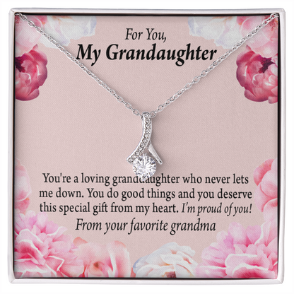 To My Granddaughter Special Gift For Granddaughter Alluring Ribbon Necklace Message Card-Express Your Love Gifts