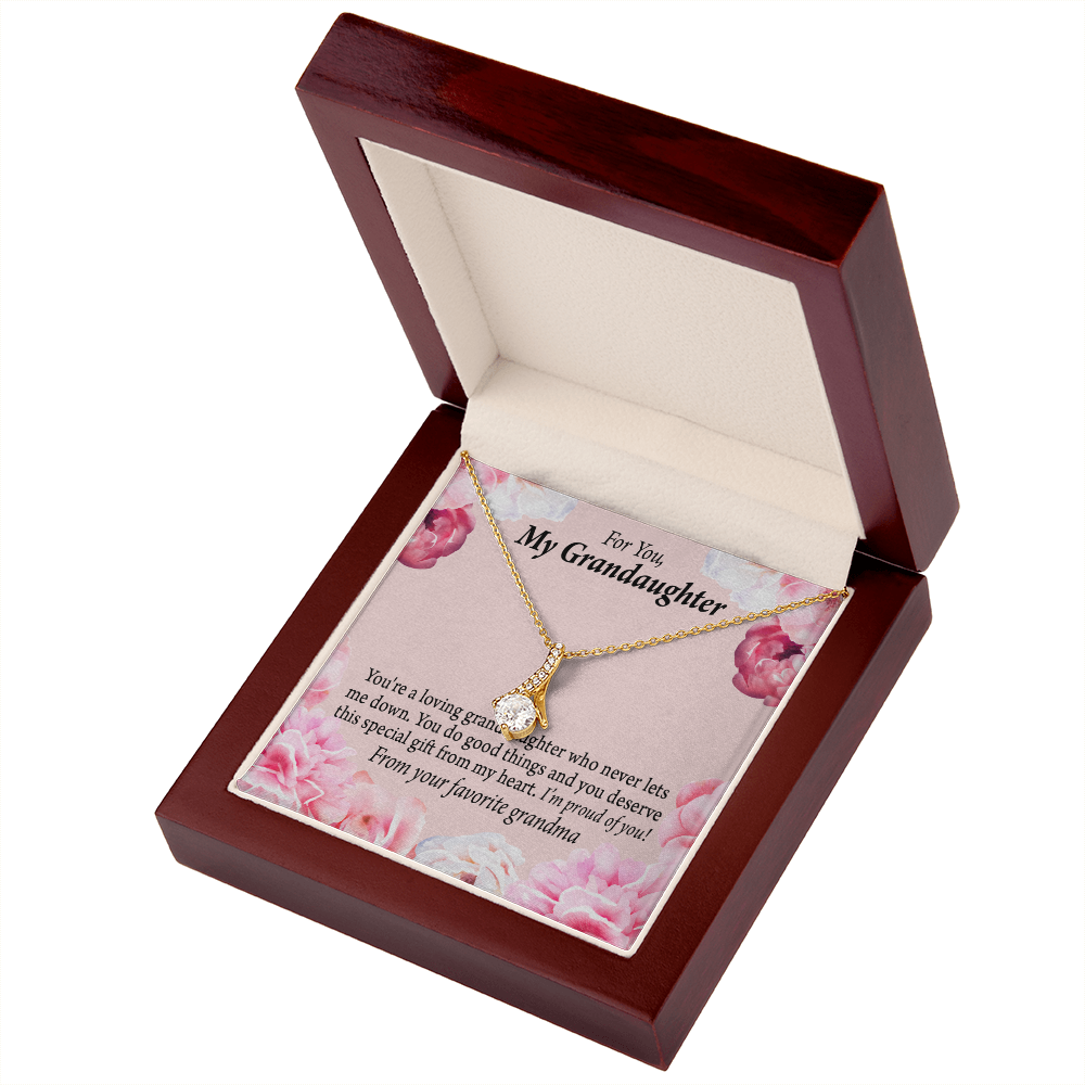 To My Granddaughter Special Gift For Granddaughter Alluring Ribbon Necklace Message Card-Express Your Love Gifts