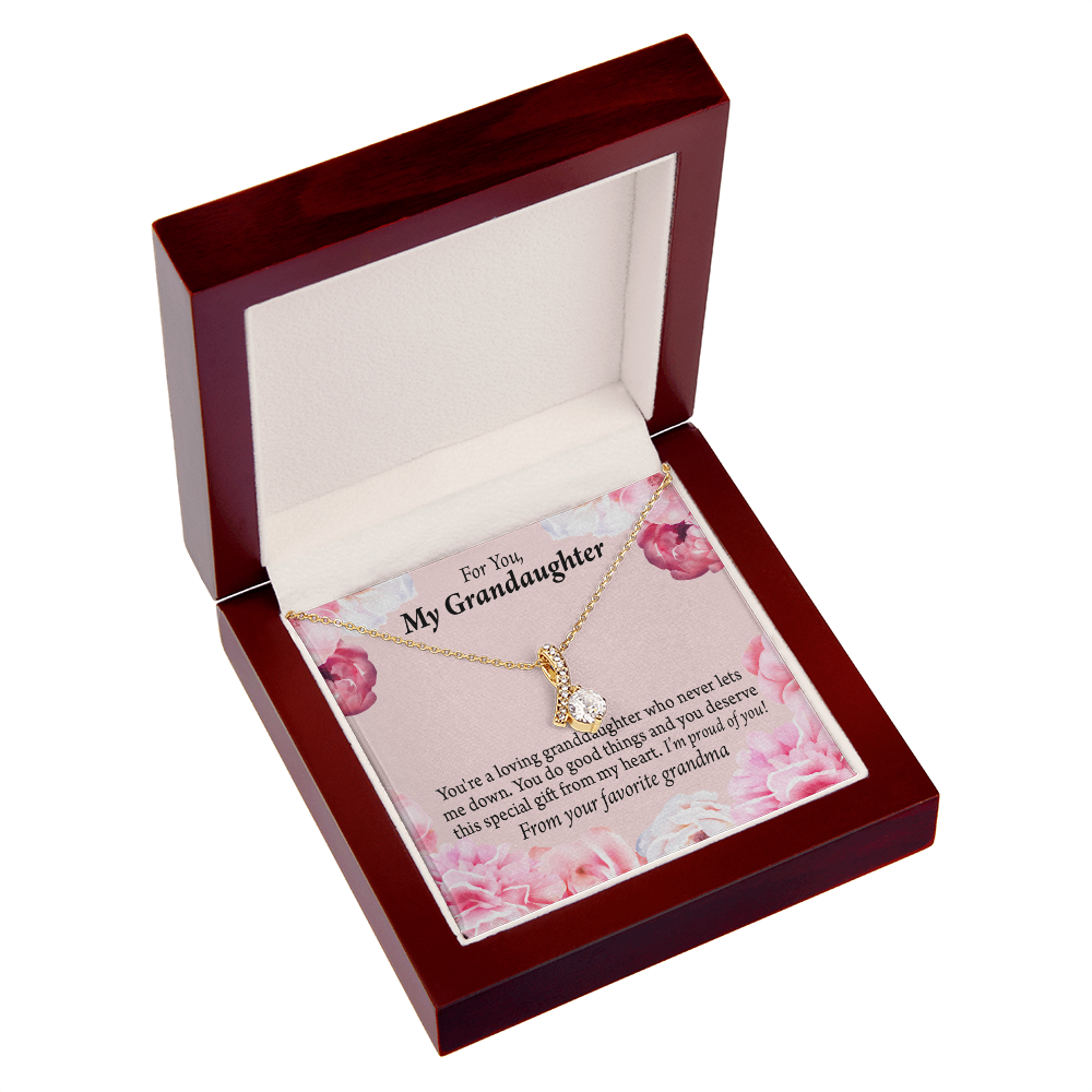 To My Granddaughter Special Gift For Granddaughter Alluring Ribbon Necklace Message Card-Express Your Love Gifts