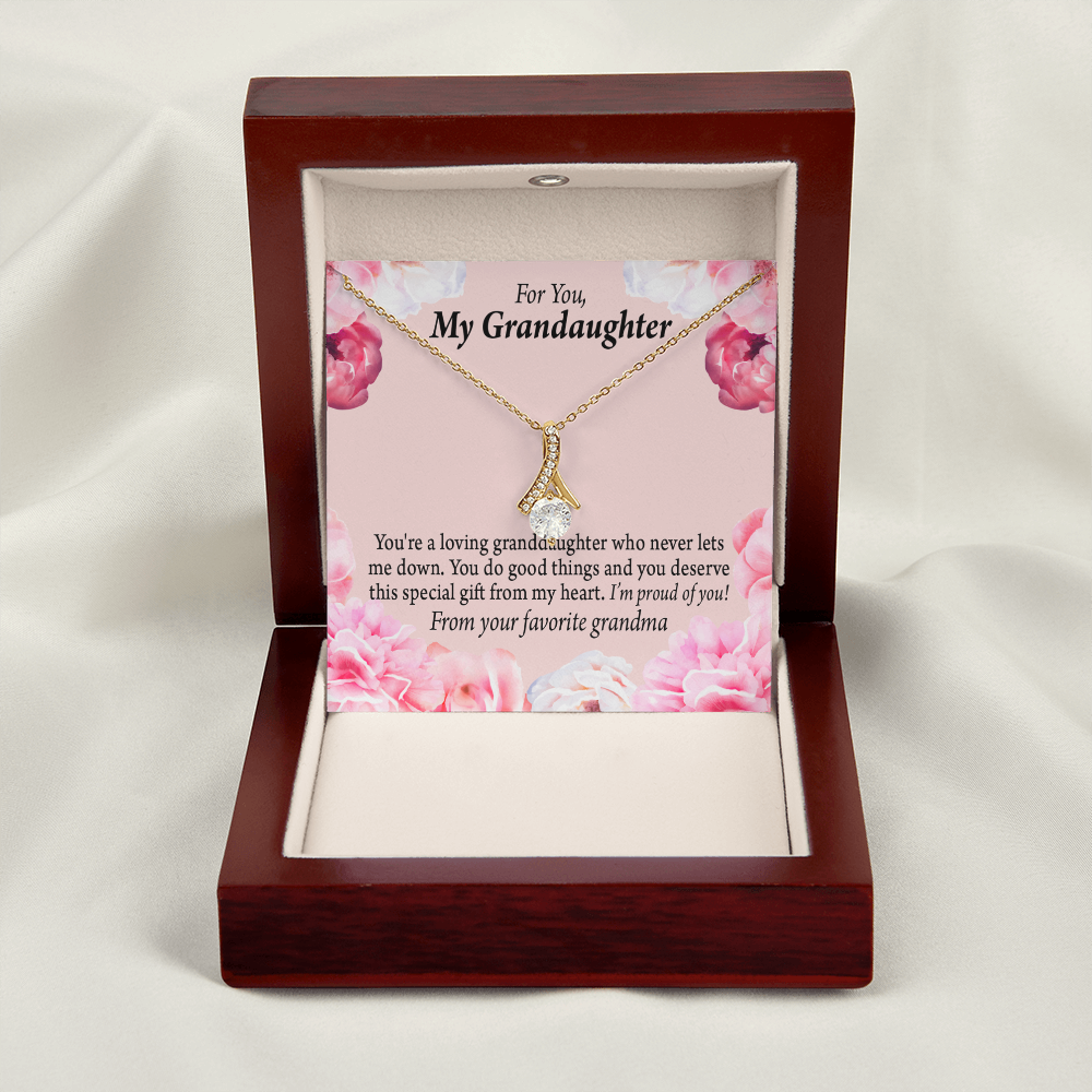 To My Granddaughter Special Gift For Granddaughter Alluring Ribbon Necklace Message Card-Express Your Love Gifts