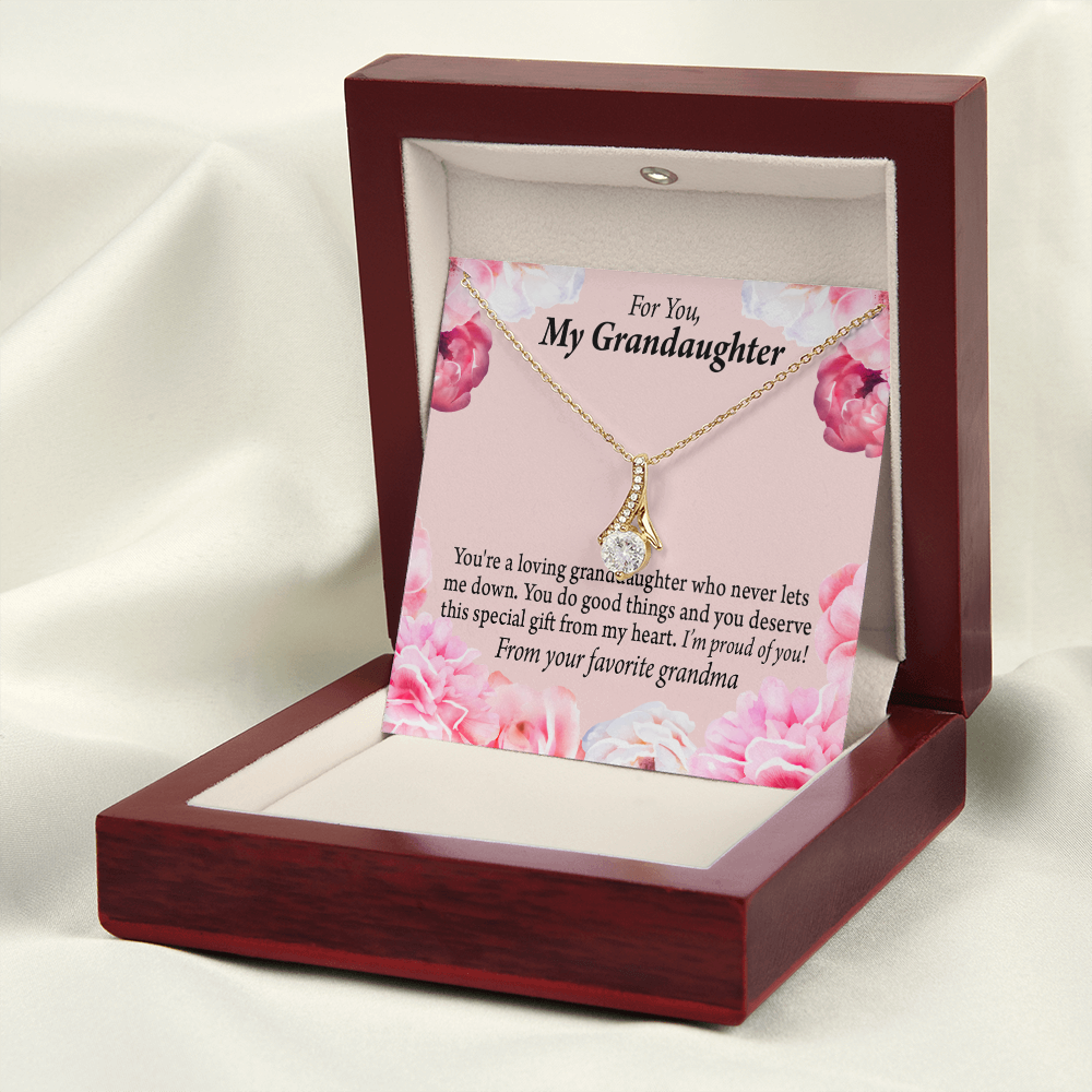 To My Granddaughter Special Gift For Granddaughter Alluring Ribbon Necklace Message Card-Express Your Love Gifts
