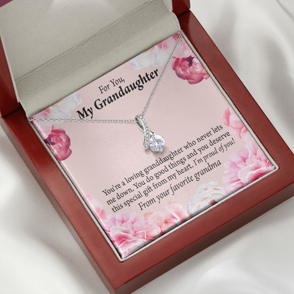 To My Granddaughter Special Gift For Granddaughter Alluring Ribbon Necklace Message Card-Express Your Love Gifts