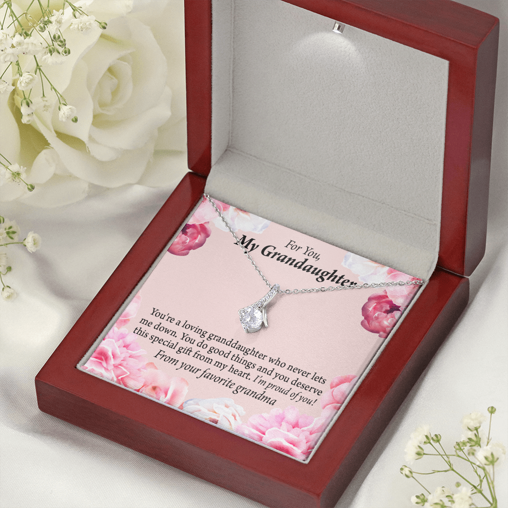 To My Granddaughter Special Gift For Granddaughter Alluring Ribbon Necklace Message Card-Express Your Love Gifts