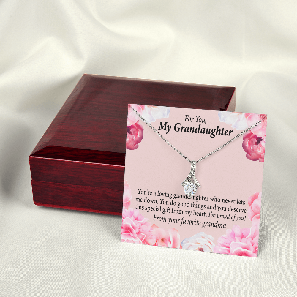 To My Granddaughter Special Gift For Granddaughter Alluring Ribbon Necklace Message Card-Express Your Love Gifts