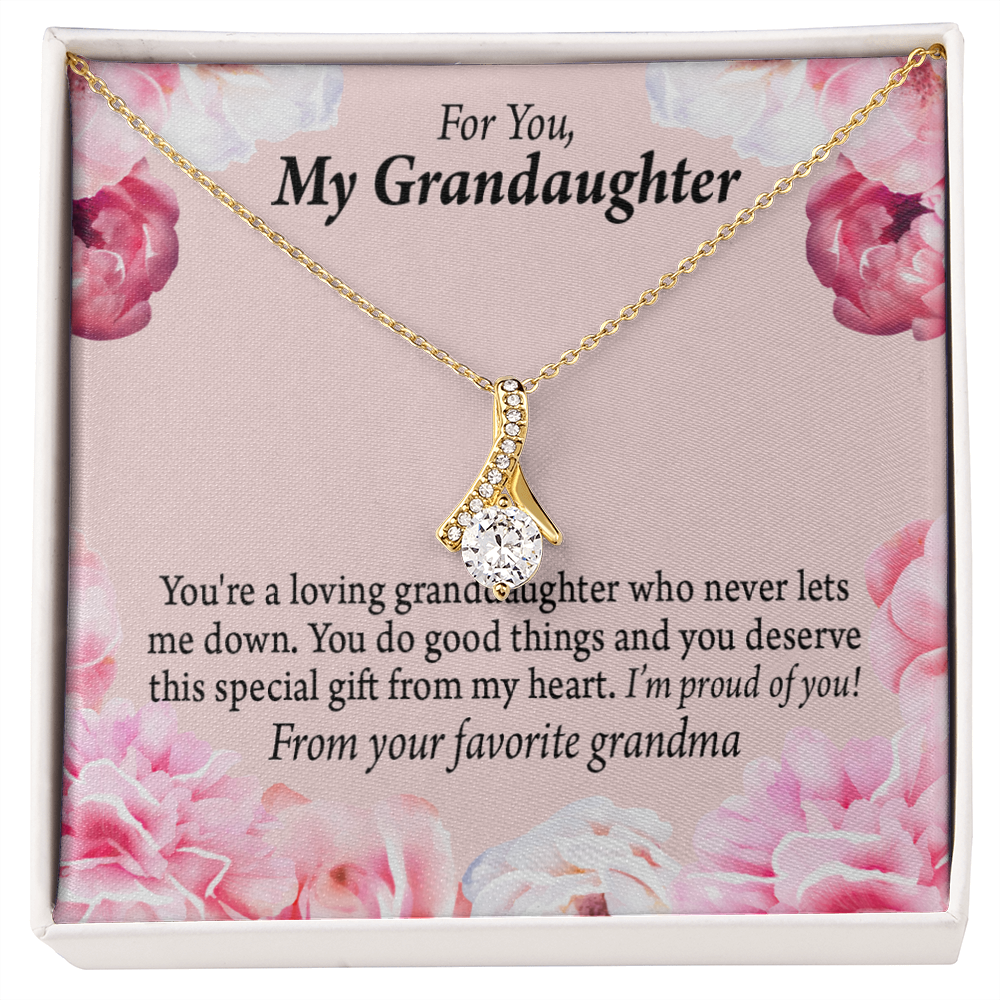 To My Granddaughter Special Gift For Granddaughter Alluring Ribbon Necklace Message Card-Express Your Love Gifts