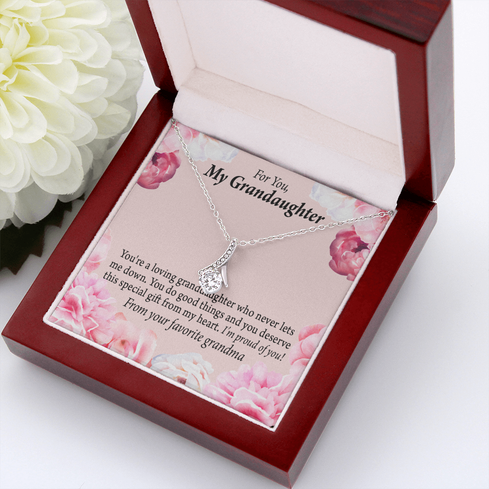 To My Granddaughter Special Gift For Granddaughter Alluring Ribbon Necklace Message Card-Express Your Love Gifts