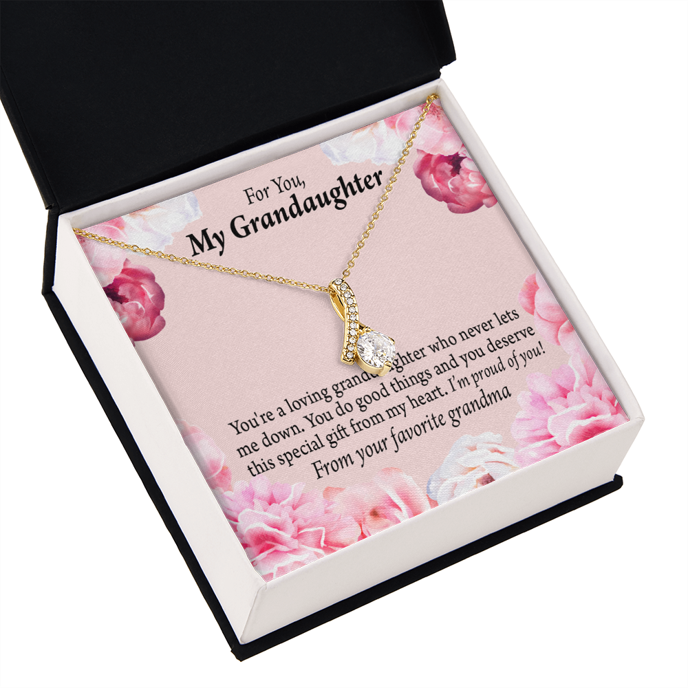 To My Granddaughter Special Gift For Granddaughter Alluring Ribbon Necklace Message Card-Express Your Love Gifts