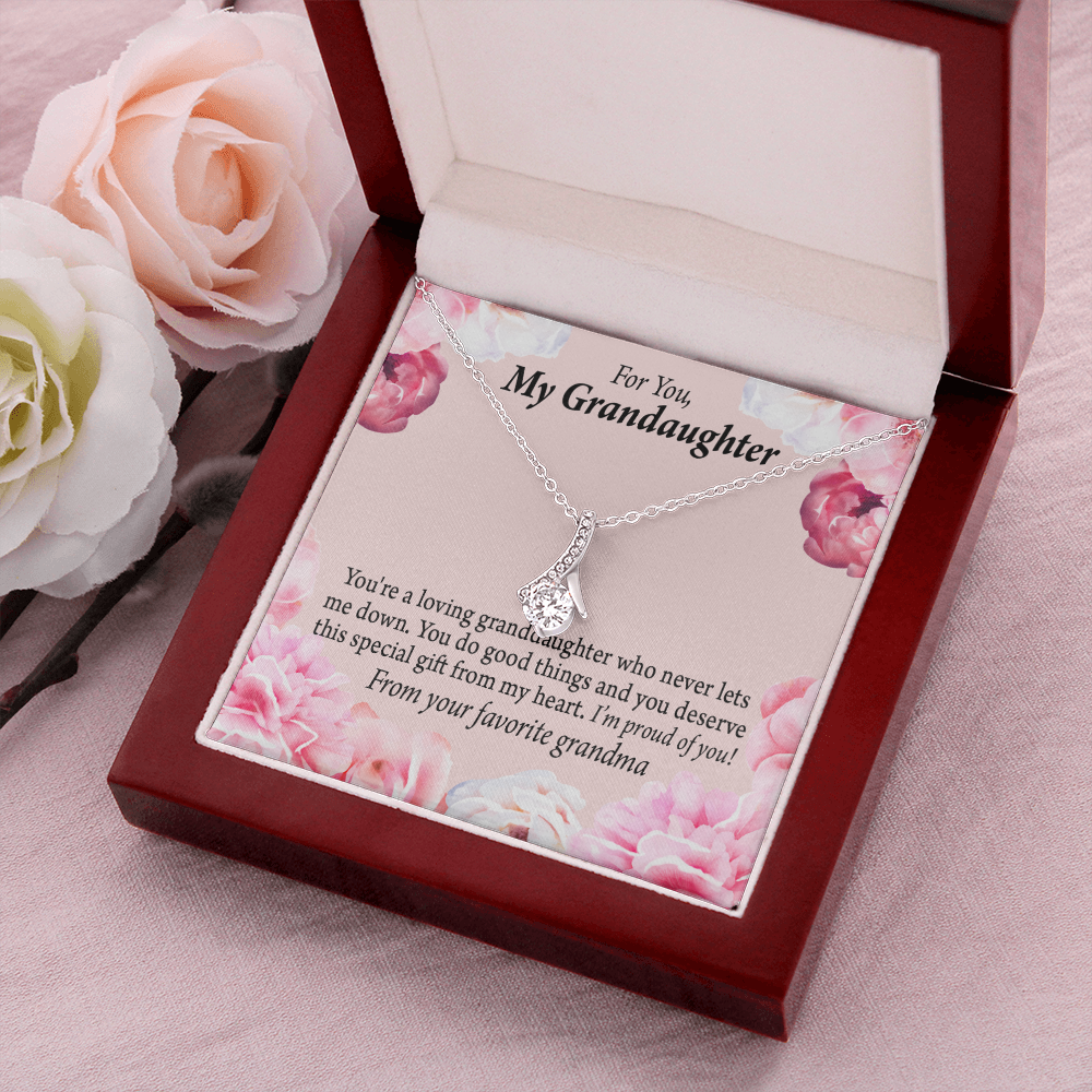 To My Granddaughter Special Gift For Granddaughter Alluring Ribbon Necklace Message Card-Express Your Love Gifts