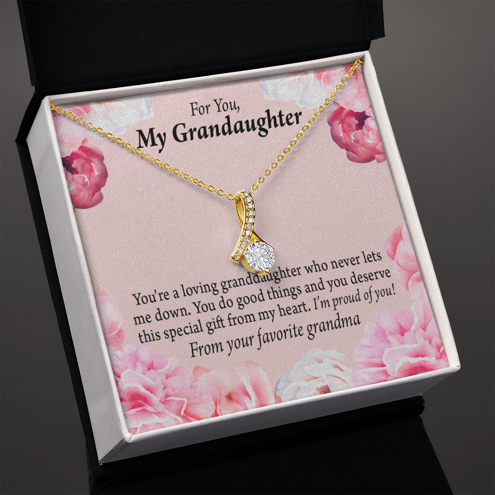 To My Granddaughter Special Gift For Granddaughter Alluring Ribbon Necklace Message Card-Express Your Love Gifts