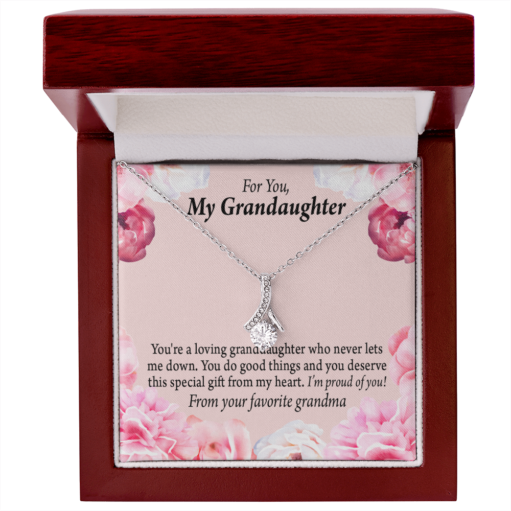To My Granddaughter Special Gift For Granddaughter Alluring Ribbon Necklace Message Card-Express Your Love Gifts