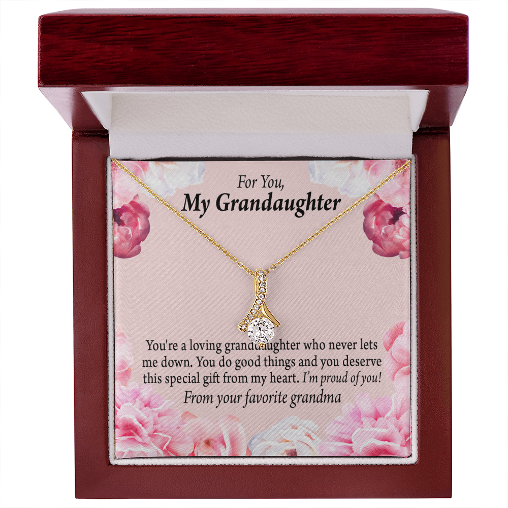 To My Granddaughter Special Gift For Granddaughter Alluring Ribbon Necklace Message Card-Express Your Love Gifts
