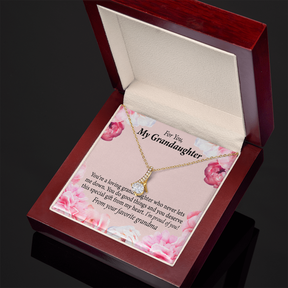 To My Granddaughter Special Gift For Granddaughter Alluring Ribbon Necklace Message Card-Express Your Love Gifts