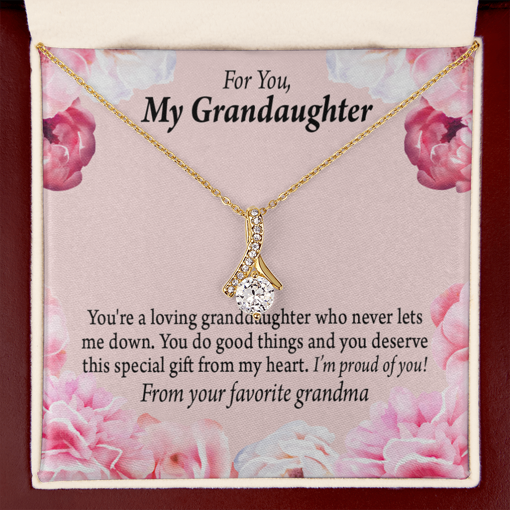To My Granddaughter Special Gift For Granddaughter Alluring Ribbon Necklace Message Card-Express Your Love Gifts