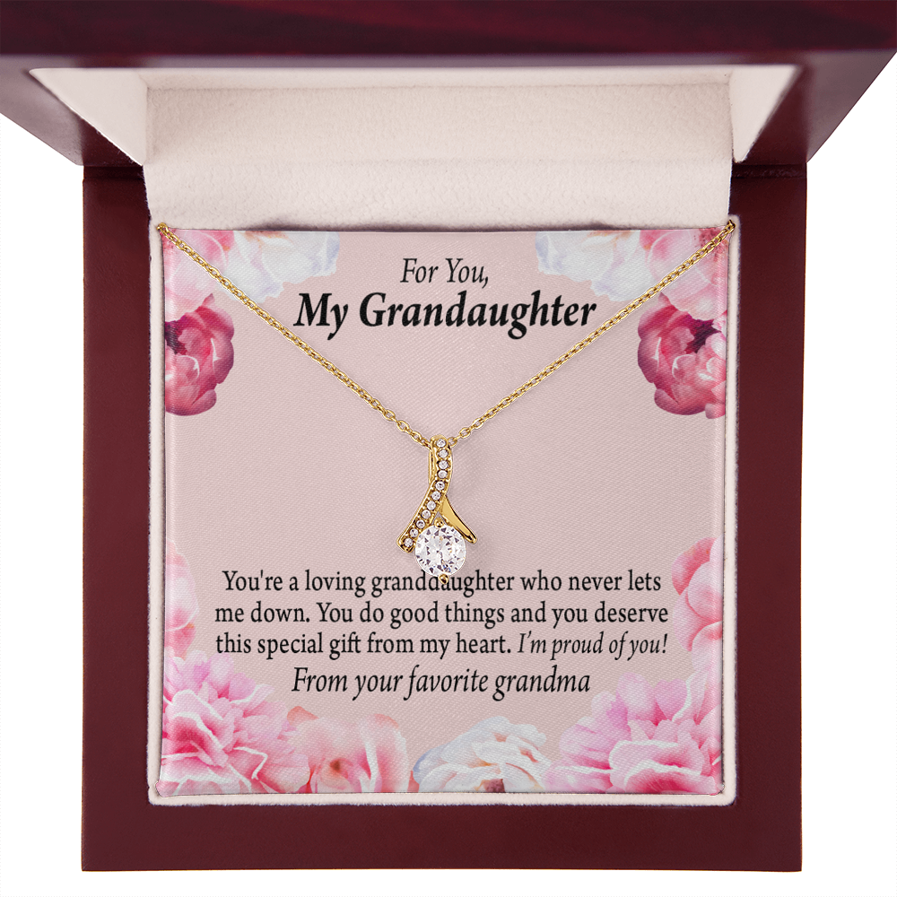 To My Granddaughter Special Gift For Granddaughter Alluring Ribbon Necklace Message Card-Express Your Love Gifts