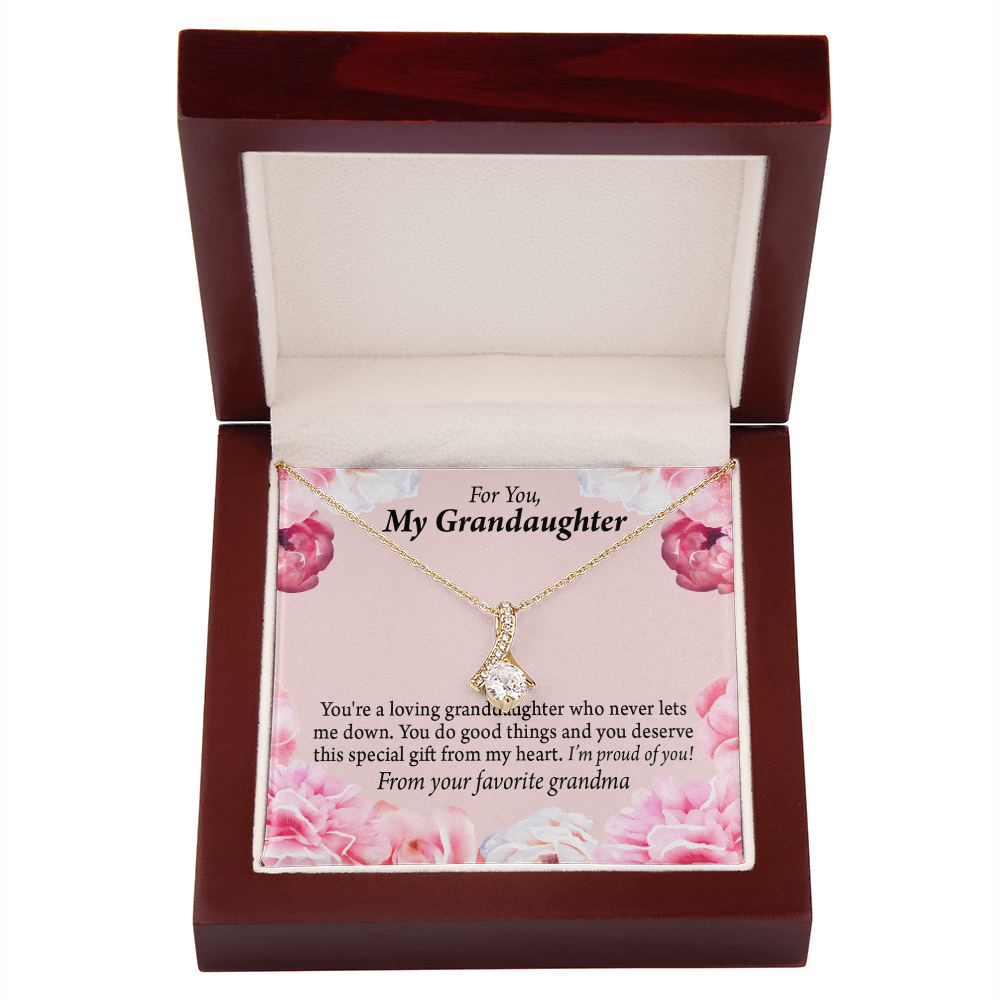 To My Granddaughter Special Gift For Granddaughter Alluring Ribbon Necklace Message Card-Express Your Love Gifts