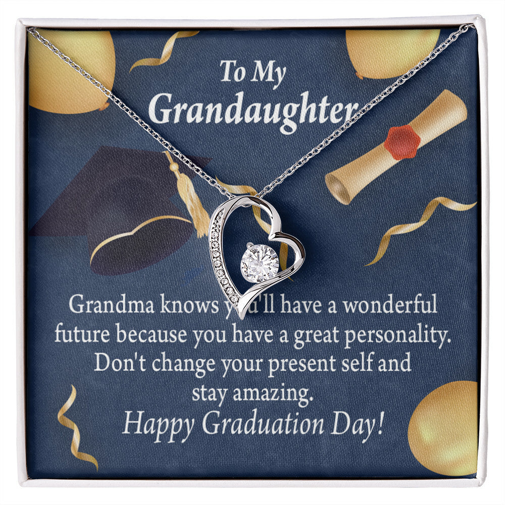 To My Granddaughter Stay Amazing Graduation Gift From Grandma Forever Necklace w Message Card-Express Your Love Gifts