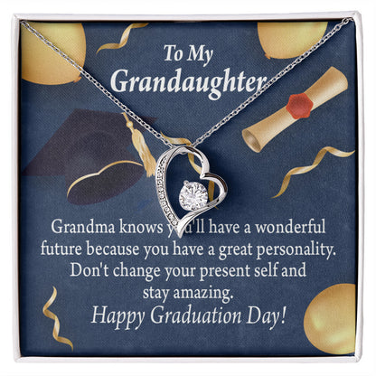 To My Granddaughter Stay Amazing Graduation Gift From Grandma Forever Necklace w Message Card-Express Your Love Gifts
