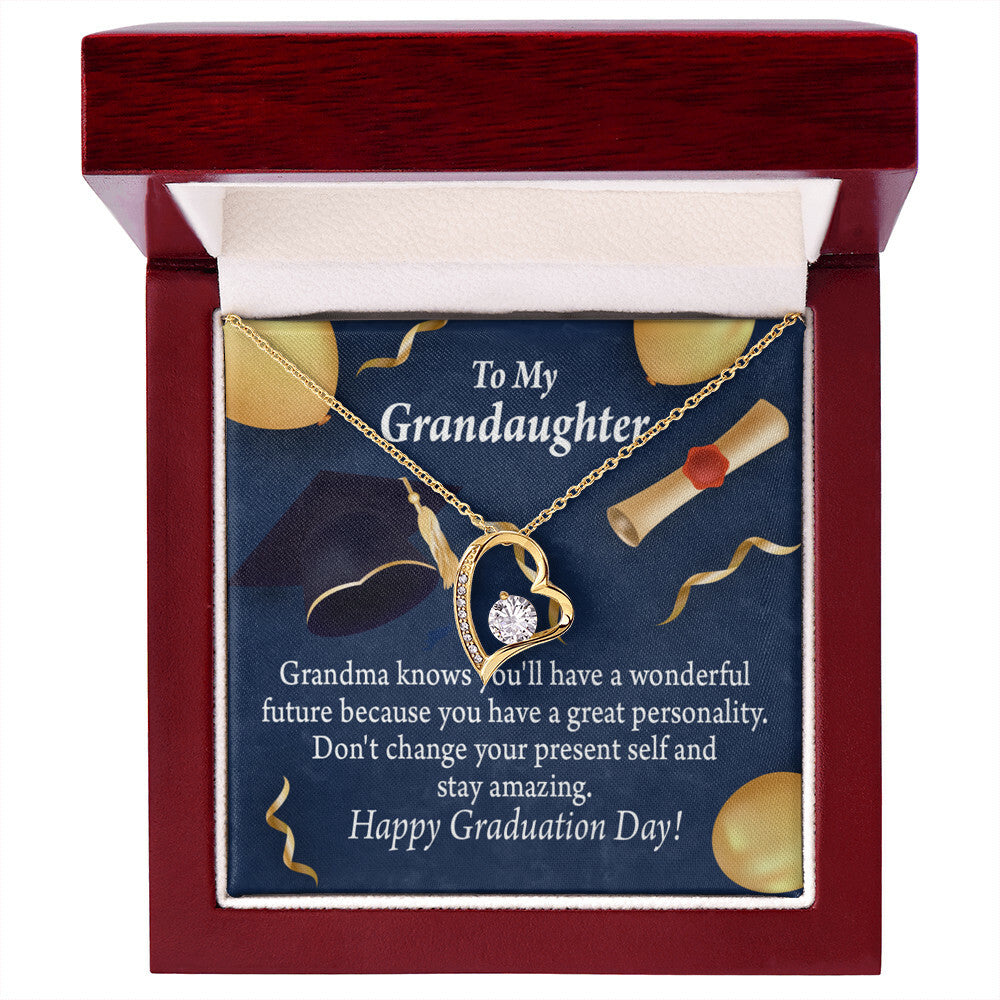 To My Granddaughter Stay Amazing Graduation Gift From Grandma Forever Necklace w Message Card-Express Your Love Gifts