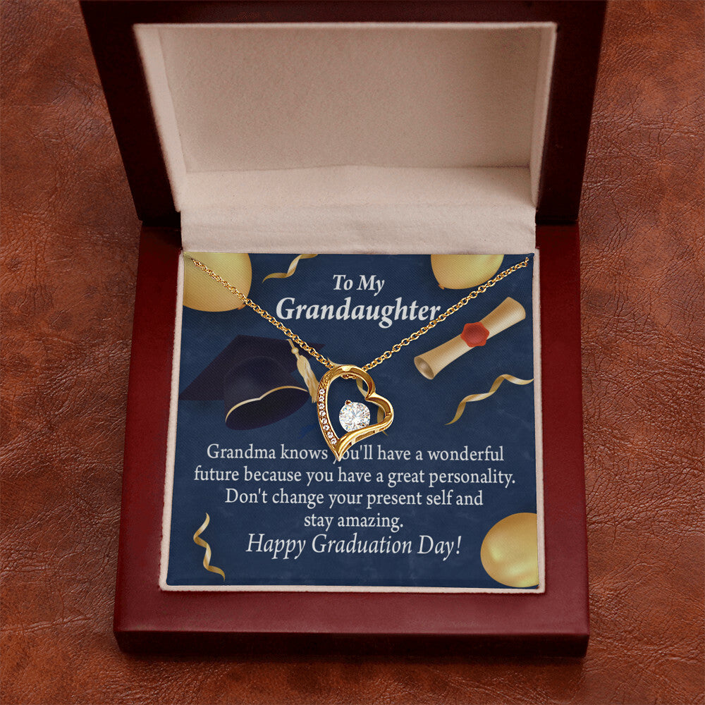 To My Granddaughter Stay Amazing Graduation Gift From Grandma Forever Necklace w Message Card-Express Your Love Gifts