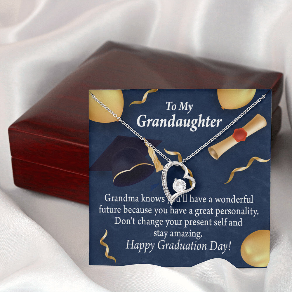 To My Granddaughter Stay Amazing Graduation Gift From Grandma Forever Necklace w Message Card-Express Your Love Gifts