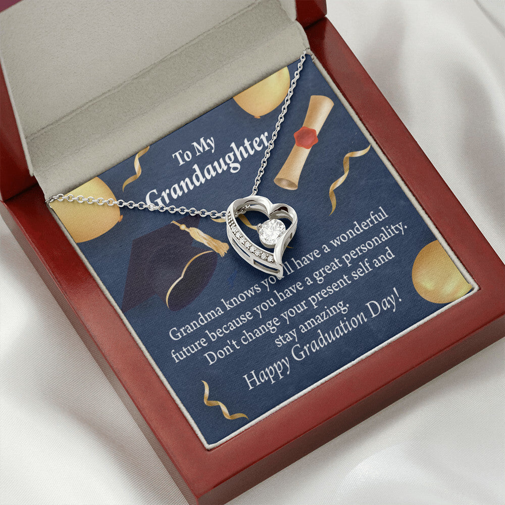 To My Granddaughter Stay Amazing Graduation Gift From Grandma Forever Necklace w Message Card-Express Your Love Gifts