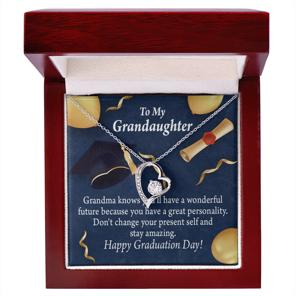 To My Granddaughter Stay Amazing Graduation Gift From Grandma Forever Necklace w Message Card-Express Your Love Gifts