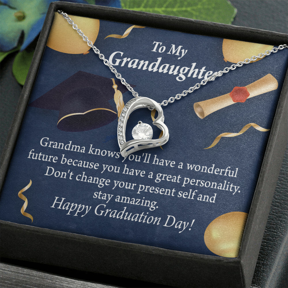 To My Granddaughter Stay Amazing Graduation Gift From Grandma Forever Necklace w Message Card-Express Your Love Gifts