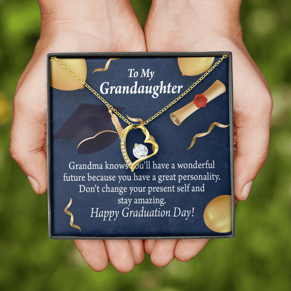 To My Granddaughter Stay Amazing Graduation Gift From Grandma Forever Necklace w Message Card-Express Your Love Gifts