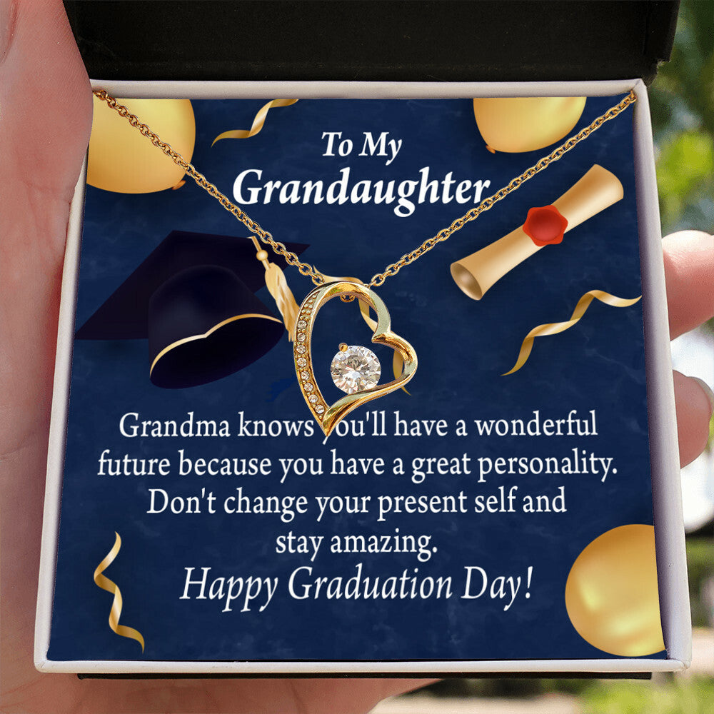 To My Granddaughter Stay Amazing Graduation Gift From Grandma Forever Necklace w Message Card-Express Your Love Gifts