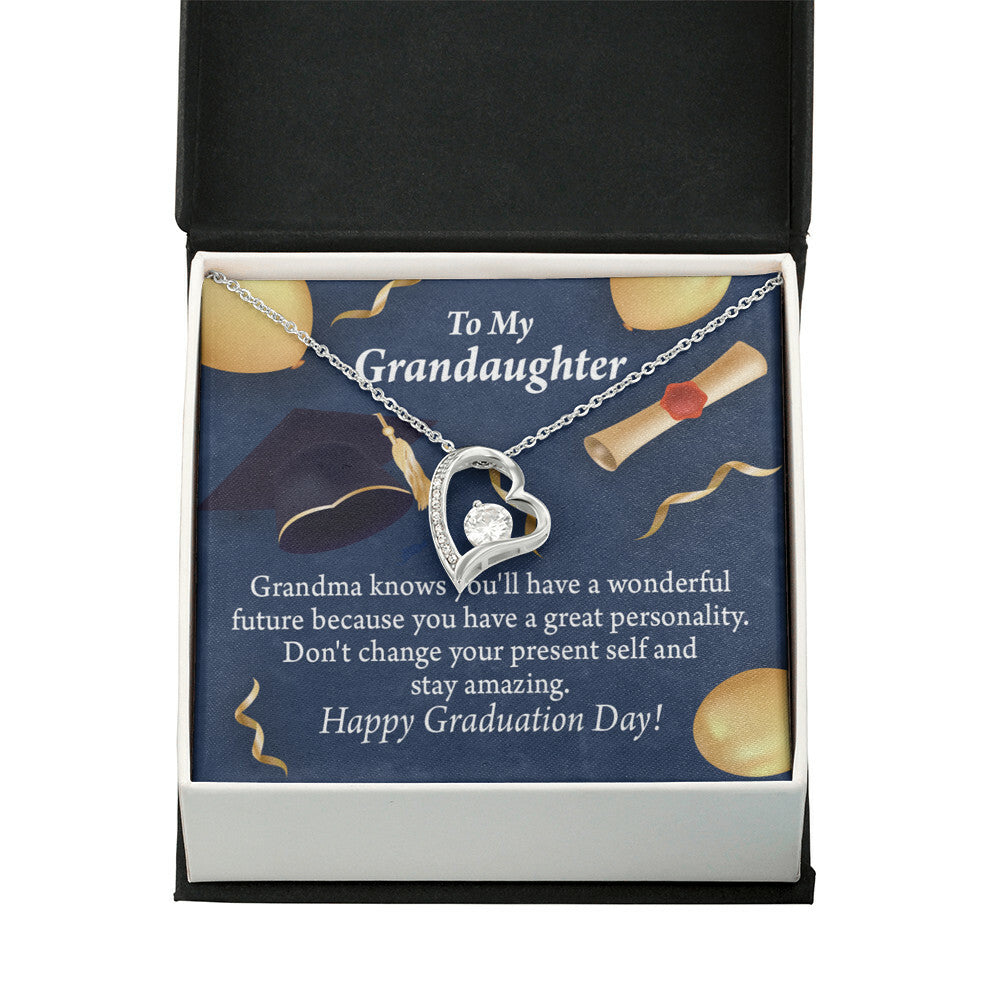 To My Granddaughter Stay Amazing Graduation Gift From Grandma Forever Necklace w Message Card-Express Your Love Gifts