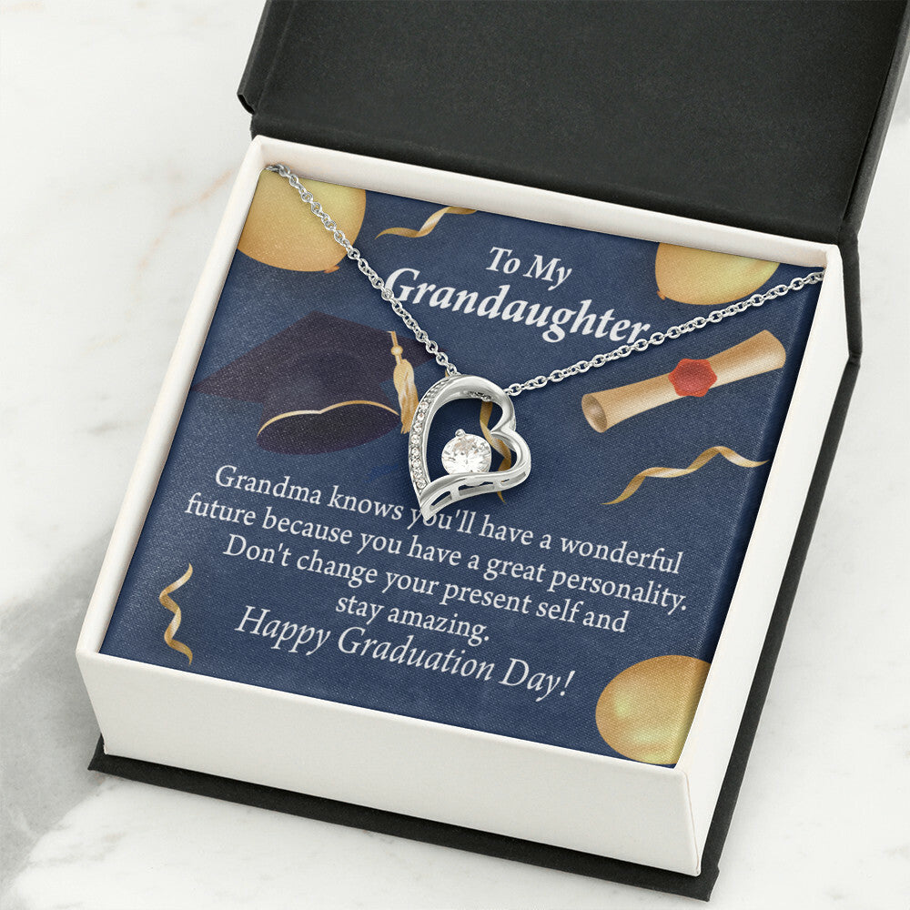 To My Granddaughter Stay Amazing Graduation Gift From Grandma Forever Necklace w Message Card-Express Your Love Gifts