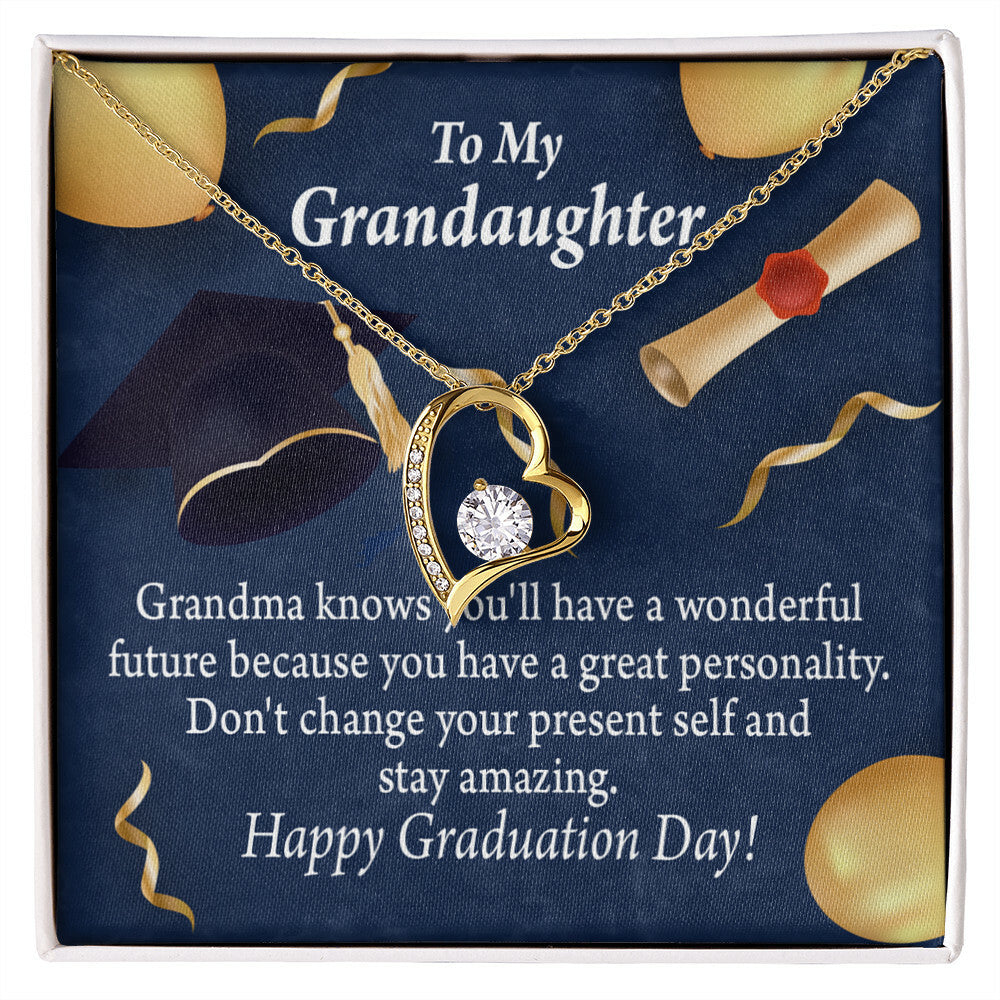 To My Granddaughter Stay Amazing Graduation Gift From Grandma Forever Necklace w Message Card-Express Your Love Gifts