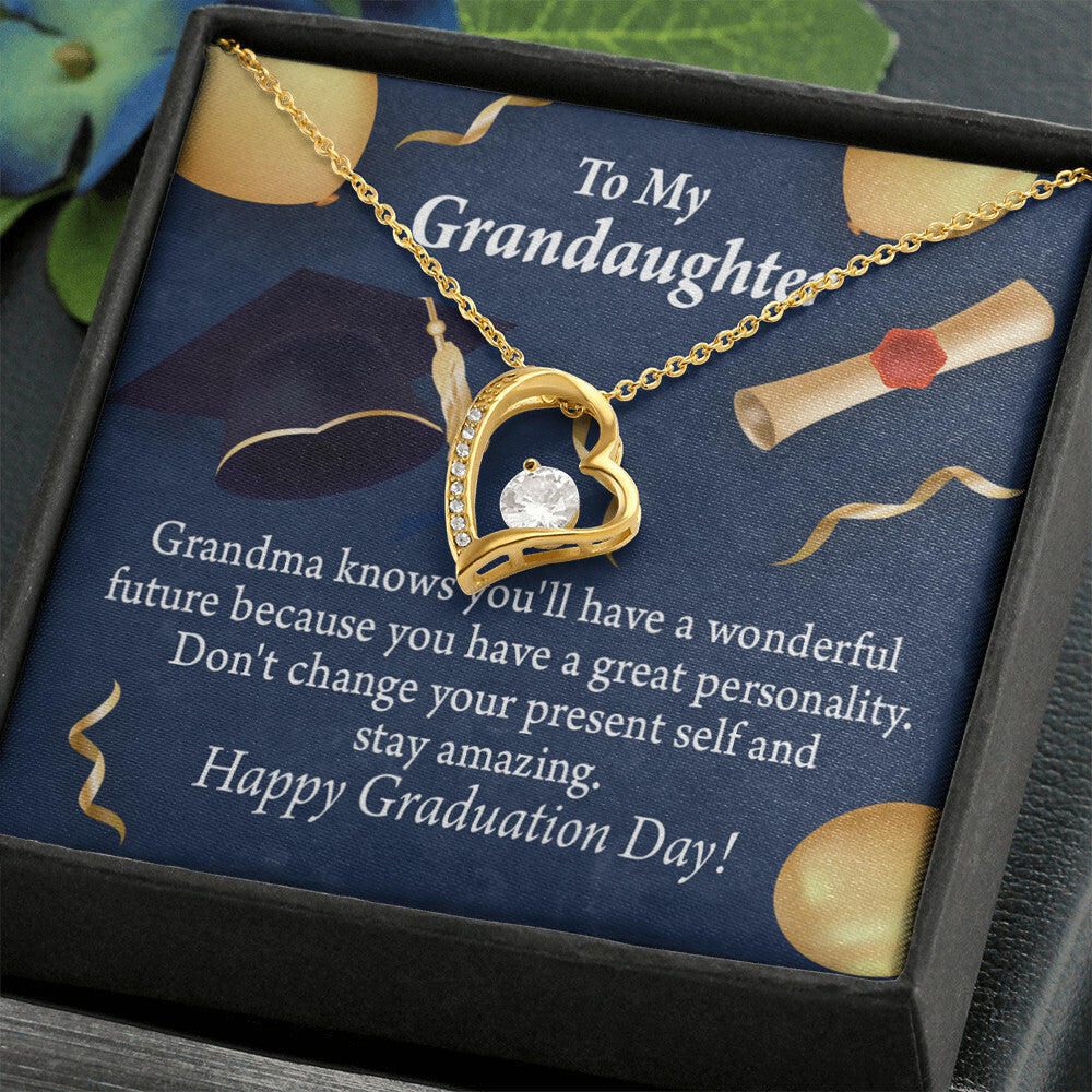 To My Granddaughter Stay Amazing Graduation Gift From Grandma Forever Necklace w Message Card-Express Your Love Gifts
