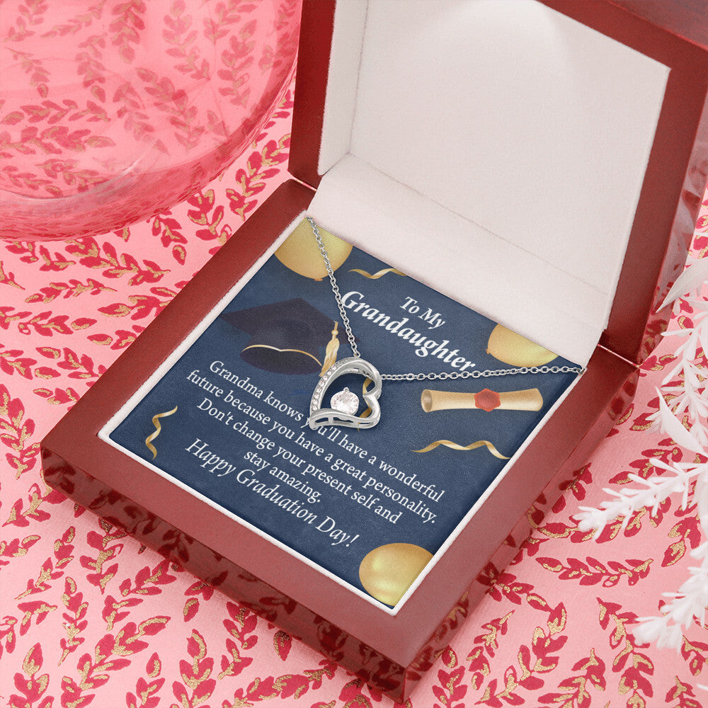To My Granddaughter Stay Amazing Graduation Gift From Grandma Forever Necklace w Message Card-Express Your Love Gifts