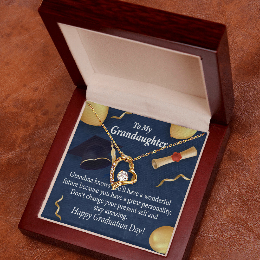 To My Granddaughter Stay Amazing Graduation Gift From Grandma Forever Necklace w Message Card-Express Your Love Gifts