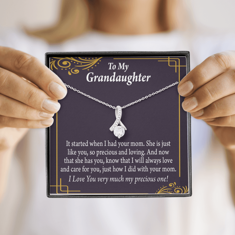To My Granddaughter To Granddaughter From Grandma Generations Alluring Ribbon Necklace Message Card-Express Your Love Gifts
