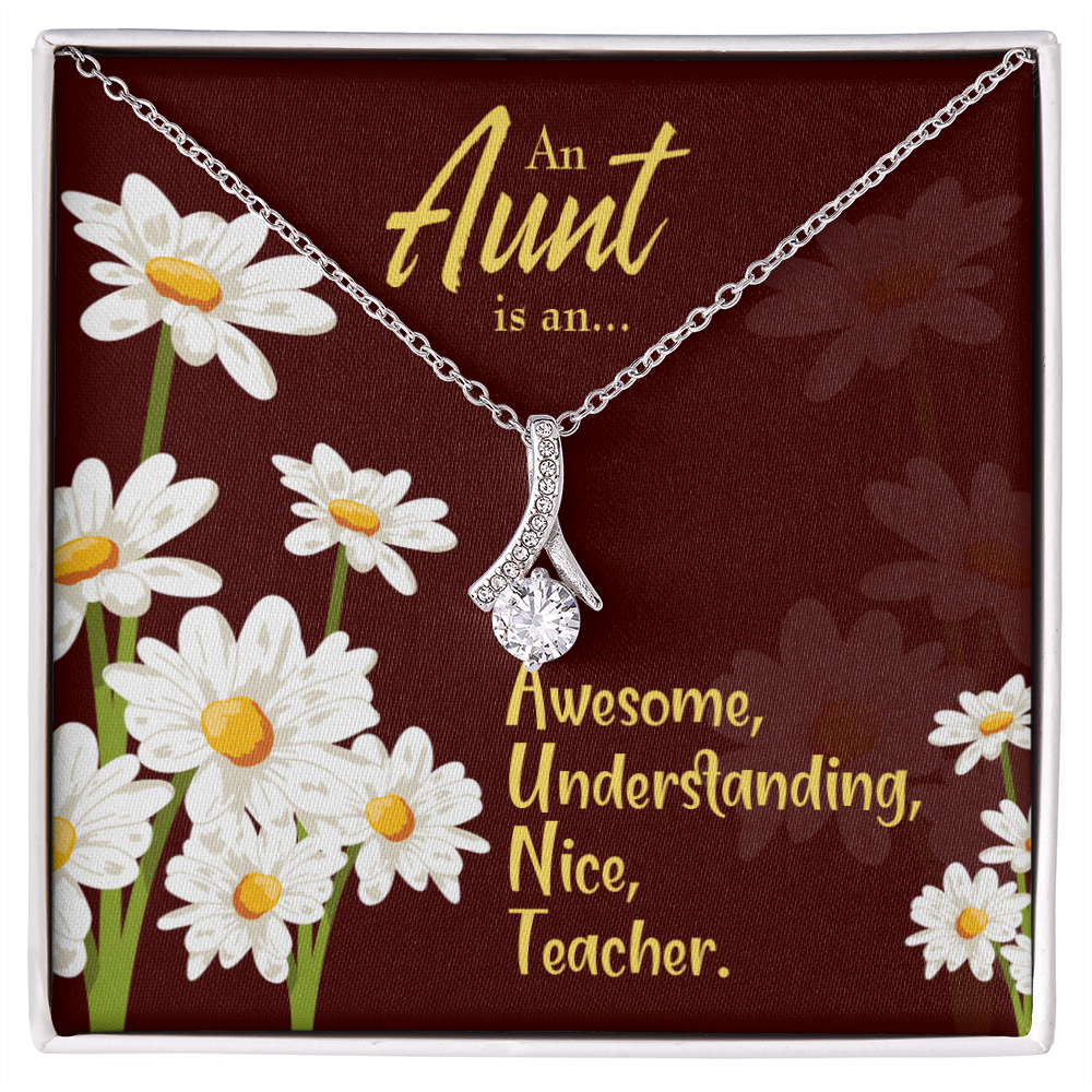 To My Granddaughter To My Aunt AUNT Alluring Ribbon Necklace Message Card-Express Your Love Gifts