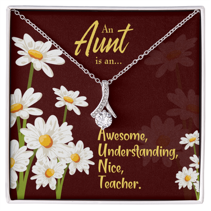 To My Granddaughter To My Aunt AUNT Alluring Ribbon Necklace Message Card-Express Your Love Gifts