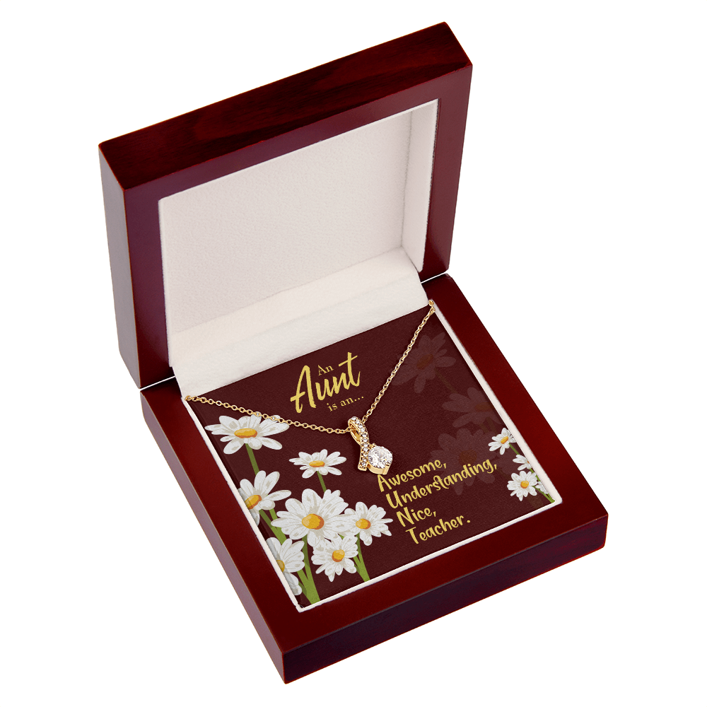 To My Granddaughter To My Aunt AUNT Alluring Ribbon Necklace Message Card-Express Your Love Gifts