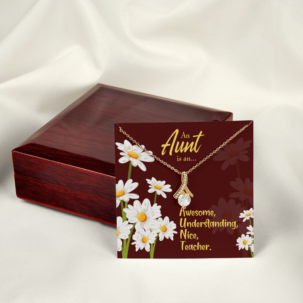 To My Granddaughter To My Aunt AUNT Alluring Ribbon Necklace Message Card-Express Your Love Gifts