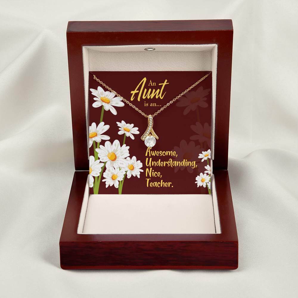 To My Granddaughter To My Aunt AUNT Alluring Ribbon Necklace Message Card-Express Your Love Gifts