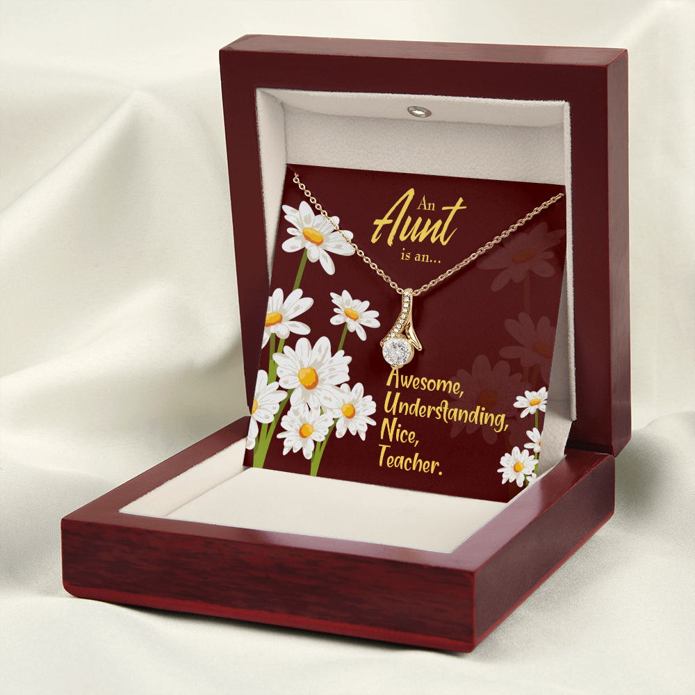 To My Granddaughter To My Aunt AUNT Alluring Ribbon Necklace Message Card-Express Your Love Gifts