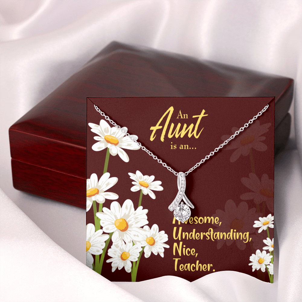 To My Granddaughter To My Aunt AUNT Alluring Ribbon Necklace Message Card-Express Your Love Gifts